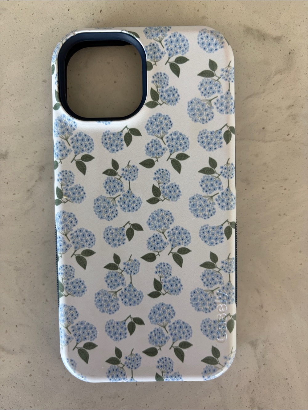 Casely Nantucket Cottage Blue Hydrangea iPhone 15 Case, Bold Flex + MagSafe